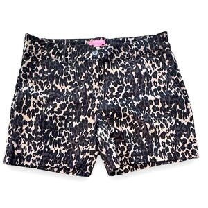Isaac Mizrahi Size 14 Black/Gray Animal Print Trouser Shorts